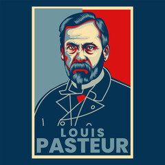Louis Pasteur Propaganda Style Poster Vector Illustration