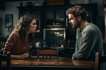 Young couple quarreling at their houme. AI generative