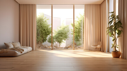 Golden Ambient Reflections: Polished Floor in a Virtual Home Office Background