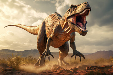 Dinosaur Tyrannosaurus rex in the forest - obrazy, fototapety, plakaty