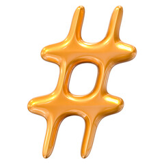 Balloon Font Hash Gold 3D Render