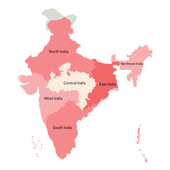Map of India administrative regions.  India map
