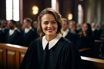 Fototapeta premium Woman man person judge in courtroom Generative AI picture modern technology