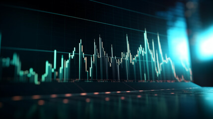 dynamic market chart depicts the steady increase of business stocks with candlestick graph, graphically illustrating the upward trajectory of success and growth in the business sector