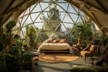 Eco-friendly Dome living garden space. Modern design. Generate Ai