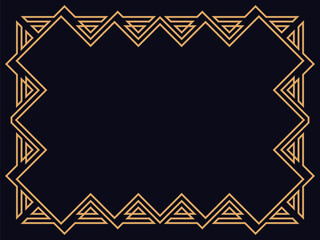 Obraz premium Art deco frame. Vintage linear border. Design a template for invitations, leaflets and greeting cards. Geometric golden frame. The style of the 1920s - 1930s. Vector illustration