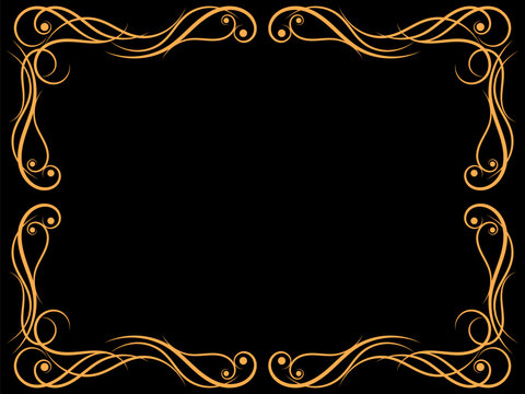 Ornate vintage frame. Swirl ornament. Ornamental curls. Vintage linear border with curlicues. Design a template for invitations, leaflets and greeting cards. Vector illustration