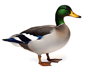 Obraz premium Colourful mallard duck isolated on white background.