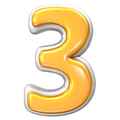 3 Gold With Silver Number Gold 3D Render
