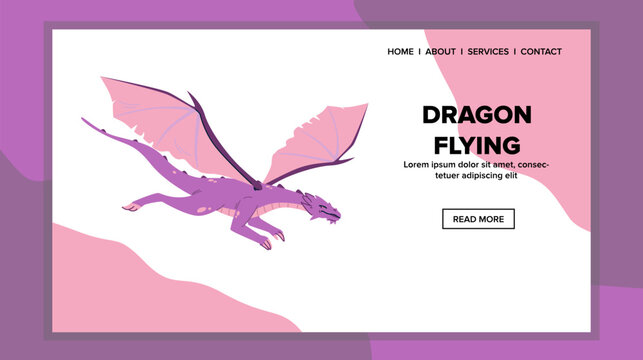 nature dragon flying vector. creature wings, legend mythical, beast fantastic nature dragon flying web flat cartoon illustration