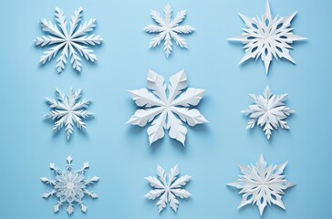 Creative and stylish snowflakes on blue background