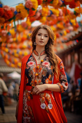 Young woman in national dress posing.