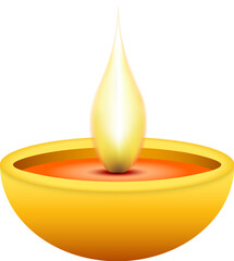 Burning candle 3d vector illustration.