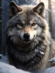 Fototapeta premium wolf in the snow