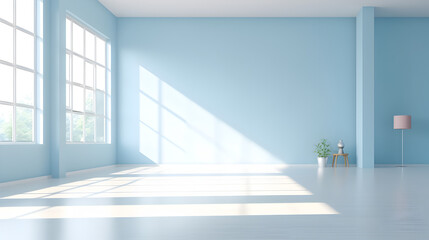 Sleek Floor & Tranquil Blue Wall: Virtual Home Office Elegance