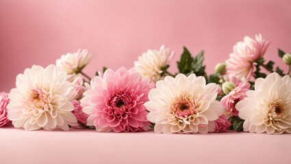 "Pastel Petals: A Dreamy Floral Composition on Pink"