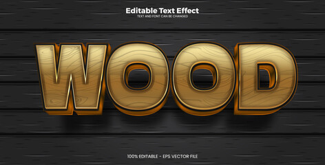Wood editable text effect in modern trend style - obrazy, fototapety, plakaty