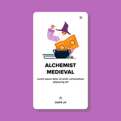 potion alchemist medieval vector. magician magic, witchcraft halloween, poison interior potion alchemist medieval web flat cartoon illustration