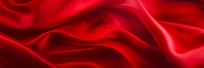 Luxury Fabric. Abstract Background with Silky Red Waves. Soft and Liquid Texture of Grunge Silk or Velvet. Perfect Wallpaper Design