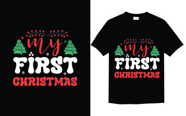 My First Christmas t-shirt design vector template