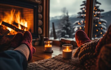 Home Cozy atmosphere with fireplace