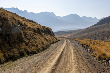 Driving through the scenic Tunari National Park near Cochabamba, Bolivia - Traveling and exploring South America