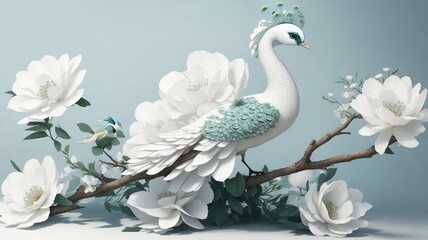 white swan on a blue background