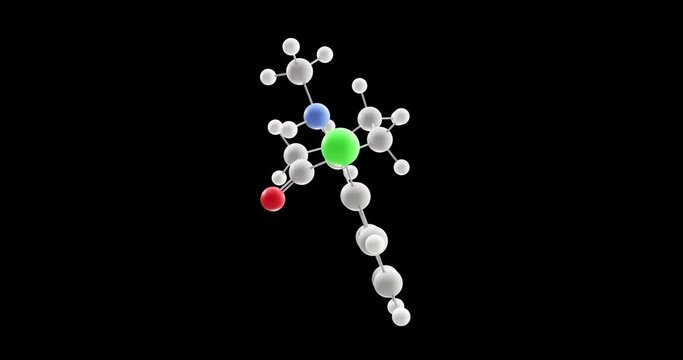 esketamine molecule, rotating 3D model of antidepressants, looped video with alpha channel
