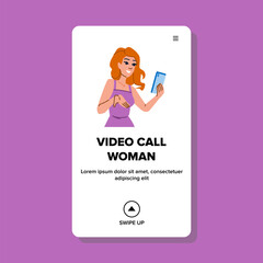 flat video call woman vector. internet technology, connection channel, chat class flat video call woman web flat cartoon illustration