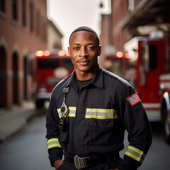 Black Firefighter Outside Portrait 