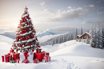 Fototapeta na wymiar christmas tree in the snow