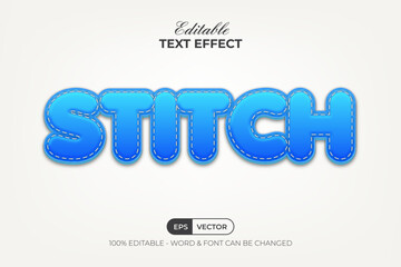 Stitch Blue Text Effect Style. Editable Text Effect.