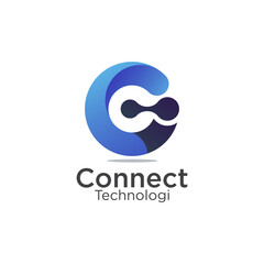 Connect technology, connect icon, connect logo, logo c