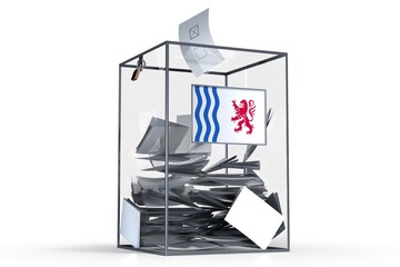 Nouvelle-Aquitaine - flag on ballot box and voices - election concept
