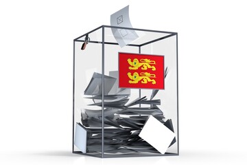 Normandie - flag on ballot box and voices - election concept