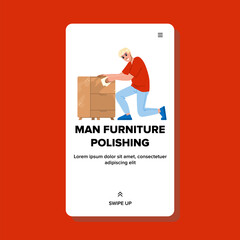 wood man furniture polishing vector. web flat, wood repair, table wooden wood man furniture polishing web flat cartoon illustration