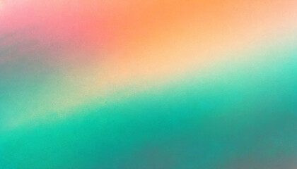 Fototapeta na wymiar Orange teal green pink abstract grainy gradient background noise texture effect summer poster design