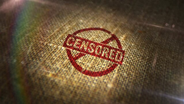 Censored sign stamp on natural linen sack. Restricted for adults only 3D design abstract concept. Looped and seamless.