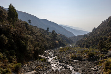 Peaceful morning in the scenic Tunari National Park near Cochabamba, Bolivia - Traveling and...