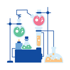 Chemistry with Liquid Substance in Glass Flask Vector Illustration