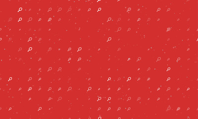 Seamless background pattern of evenly spaced white tennis symbols of different sizes and opacity. Vector illustration on red background with stars