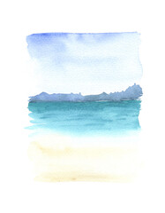 Watercolor hand painted blue sea texture
