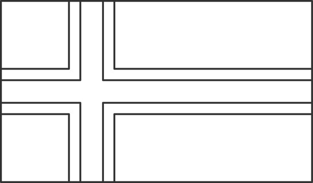 Norway flag, for color the flag. Draft flag.