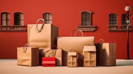 Shopping Bag and Delivery Boxes. AI generated