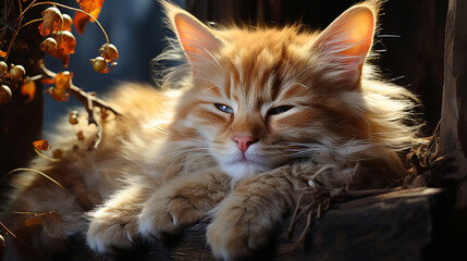 cat sleeping on the floor