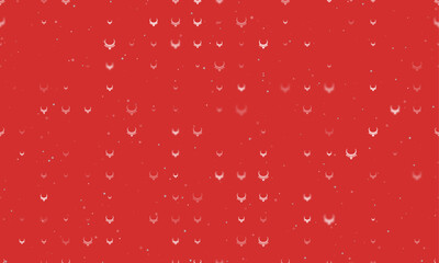 Seamless background pattern of evenly spaced white necklace symbols of different sizes and opacity. Vector illustration on red background with stars