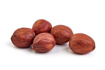 Hazelnut. Fresh organic filbert nut, isolated on white background.