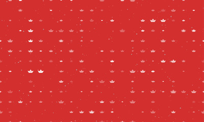 Seamless background pattern of evenly spaced white paper boat symbols of different sizes and opacity. Vector illustration on red background with stars