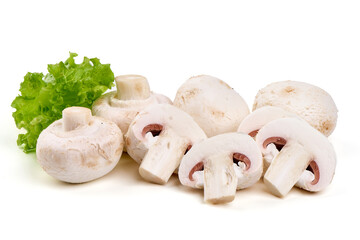 Champignon mushrooms, isolated on white background.
