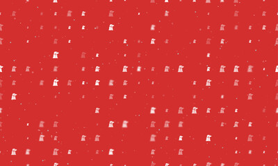 Seamless background pattern of evenly spaced white industrial pollution symbols of different sizes and opacity. Vector illustration on red background with stars